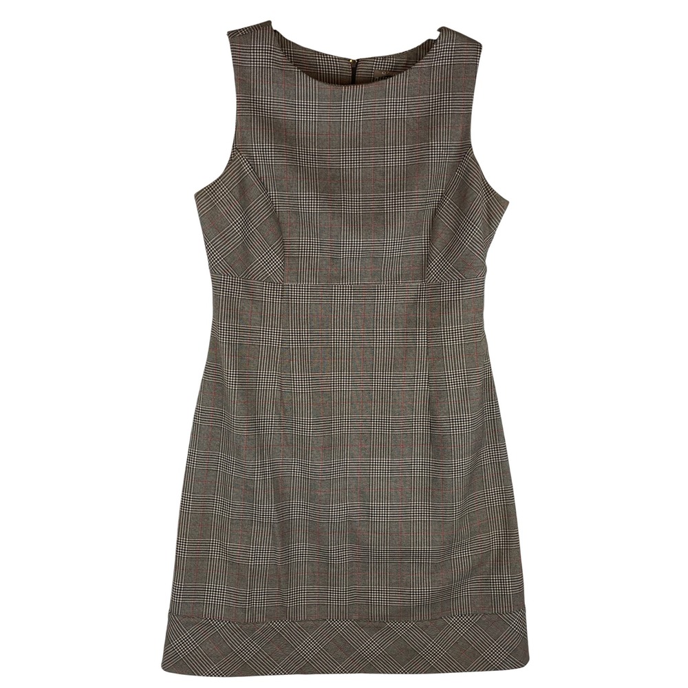 Orsay Glen Plaid Sheath‎ Dress Brown Red Check Sleeveless Workwear Size 38/US 6